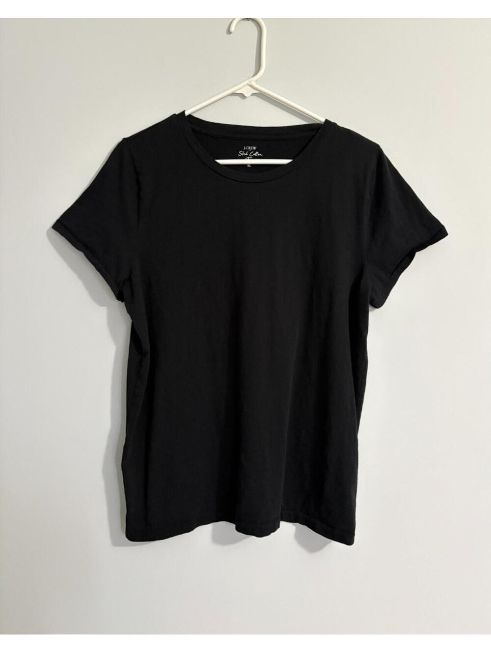 J Crew Black Slub Cotton Tee Short-Sleeve T-Shirt Top XL Round Neck